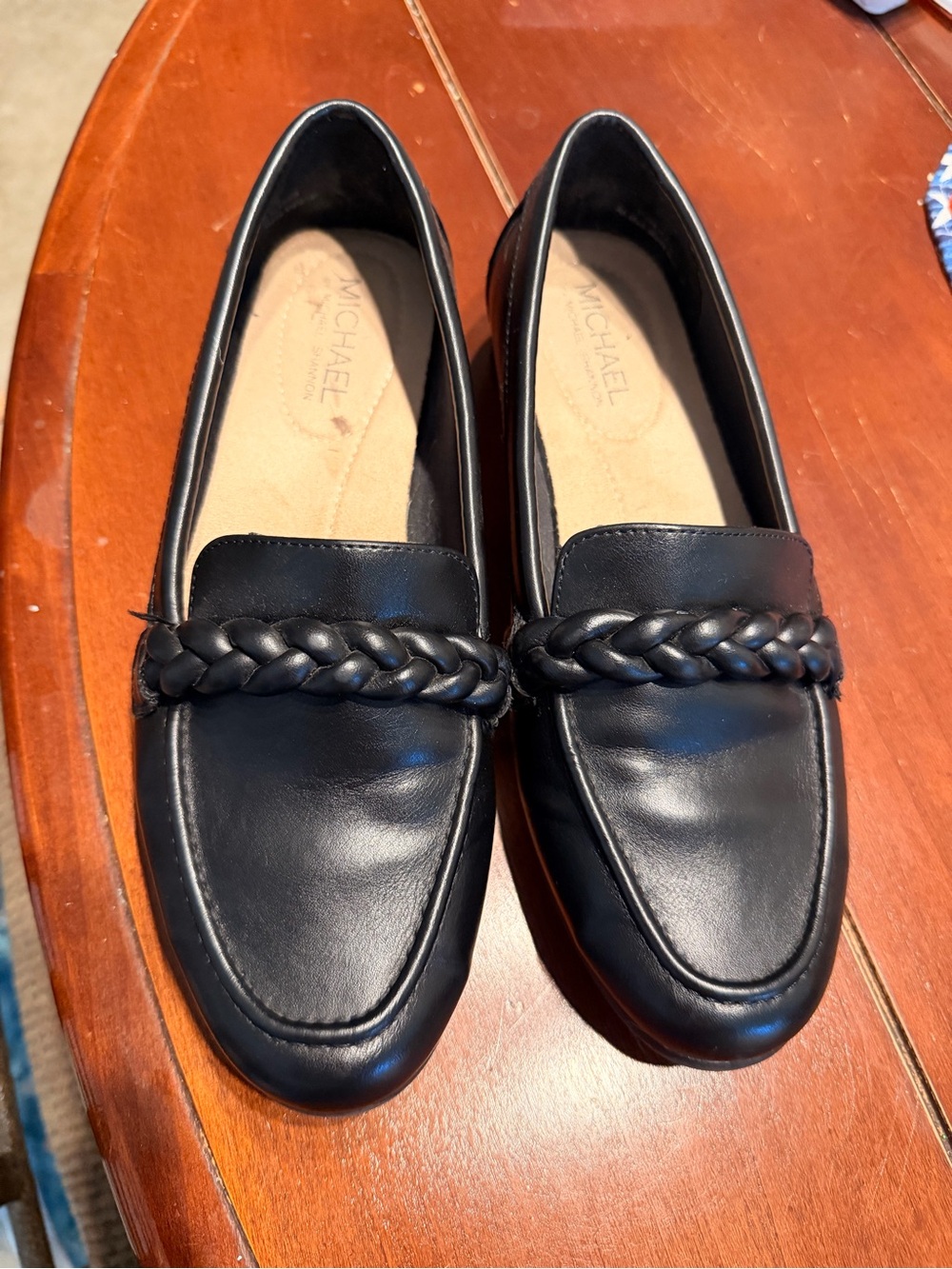 Michael Shannon Black Braided Leather Loafers - Women